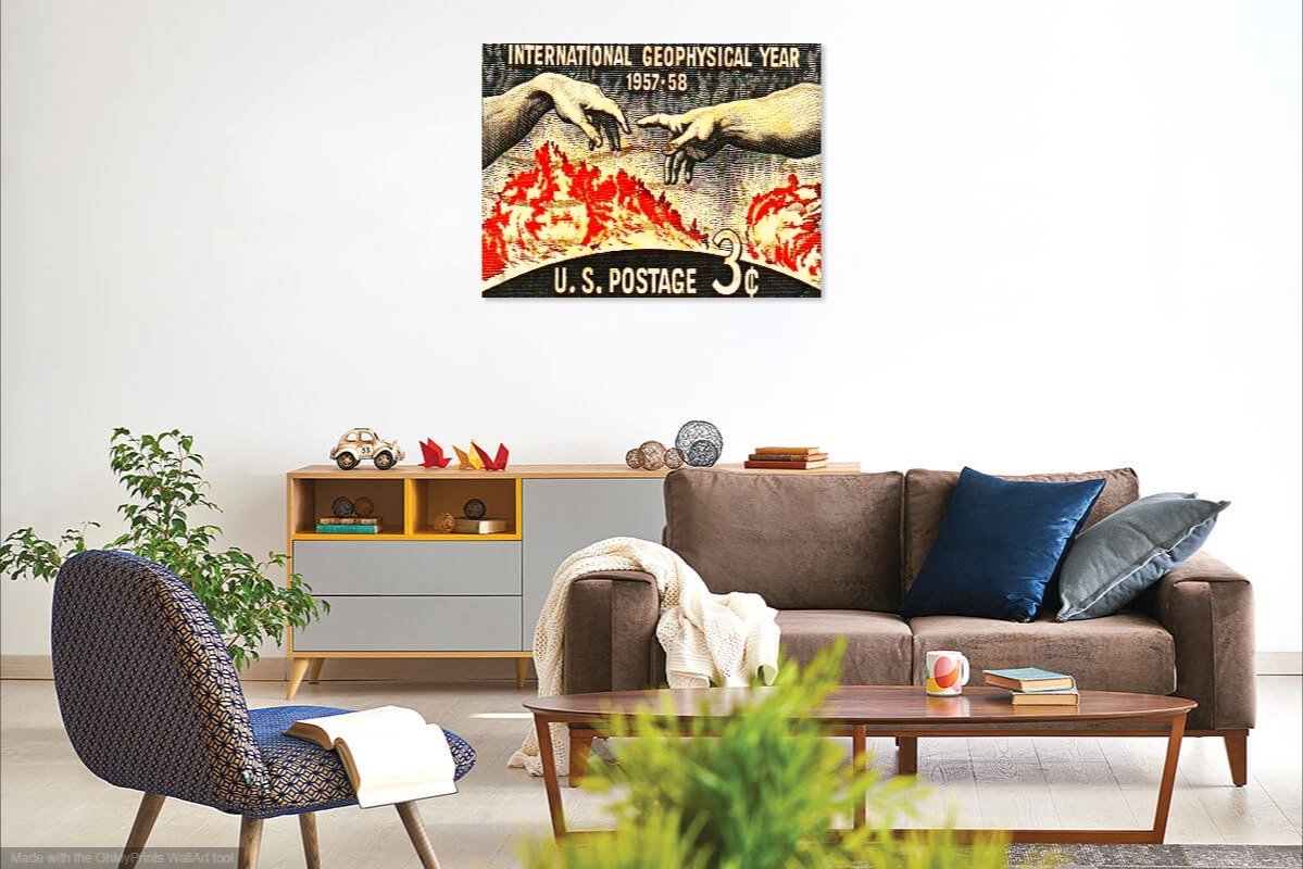 Vibrant International Geophysical Year Stamp Digital Pop Art Canvas Print showcasing modern art style.