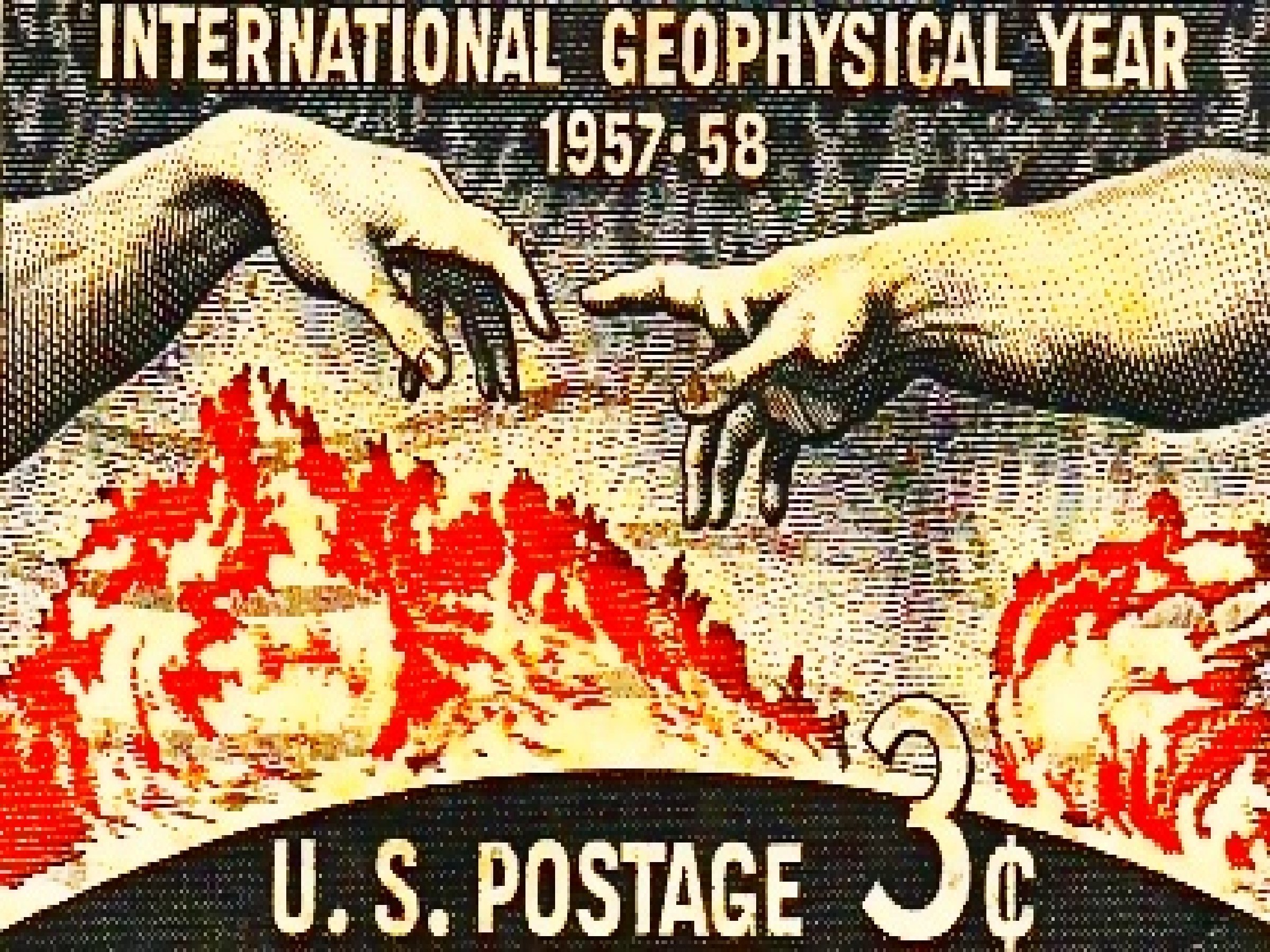 Vibrant International Geophysical Year Stamp Digital Pop Art Canvas Print showcasing modern art style.