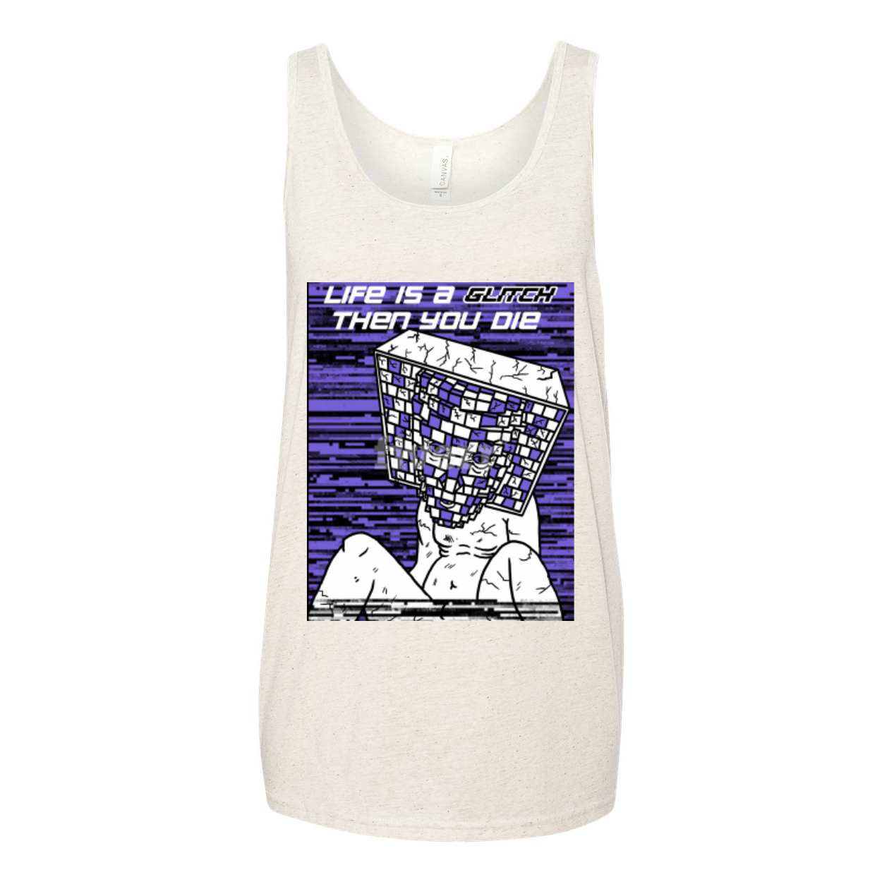 Life Is A Glitch Then You Die Unisex Jersey Tank Top in various colors, showcasing its soft fabric and stylish design.