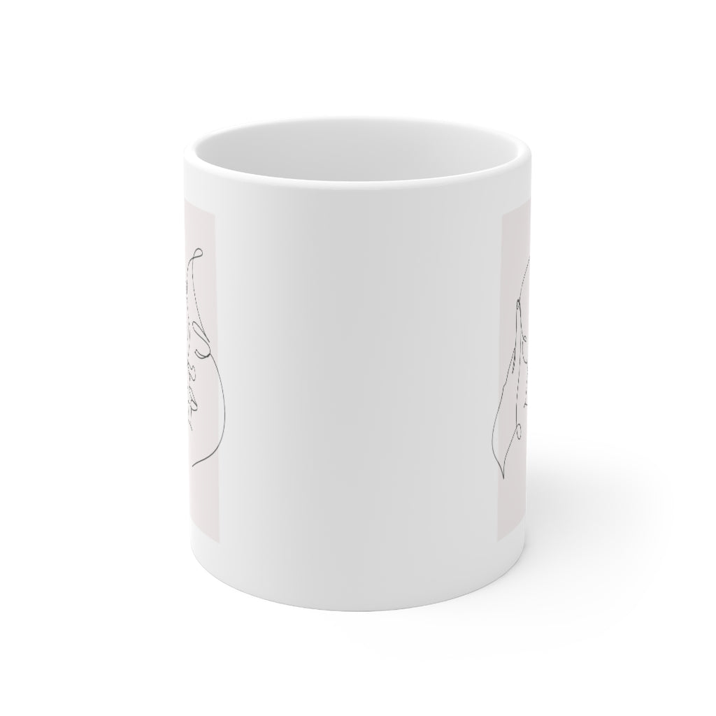 Mom & I Ceramic Mug, 11oz, white durable ceramic with rounded corners and C-handle, perfect for coffee and tea lovers.