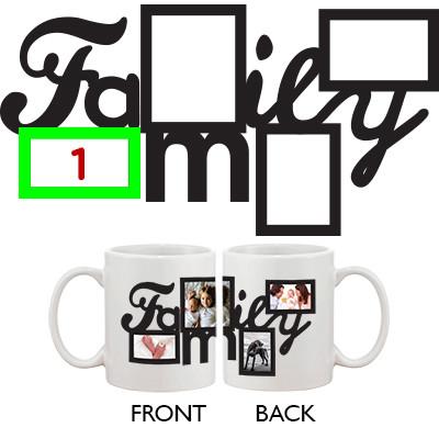 A personalized coffee mug featuring a custom photo collage with four pictures, showcasing vibrant colors and a ceramic finish, perfect for special occasions.
