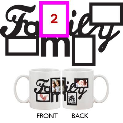 A personalized coffee mug featuring a custom photo collage with four pictures, showcasing vibrant colors and a ceramic finish, perfect for special occasions.
