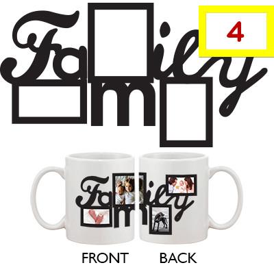 A personalized coffee mug featuring a custom photo collage with four pictures, showcasing vibrant colors and a ceramic finish, perfect for special occasions.