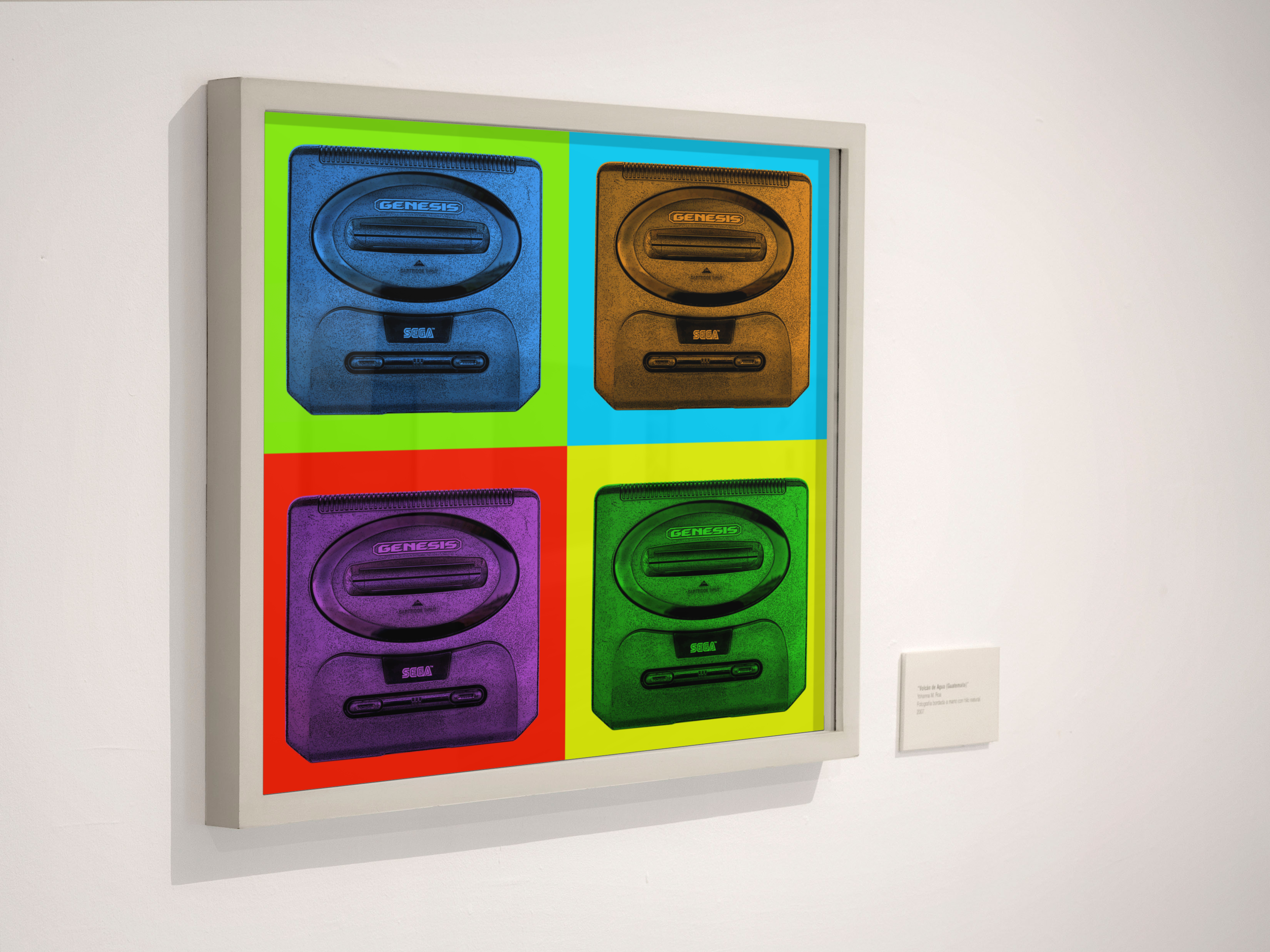 Sega Genesis Modern Pop Art Canvas Print featuring a vibrant 4-panel design inspired by Andy Warhol.