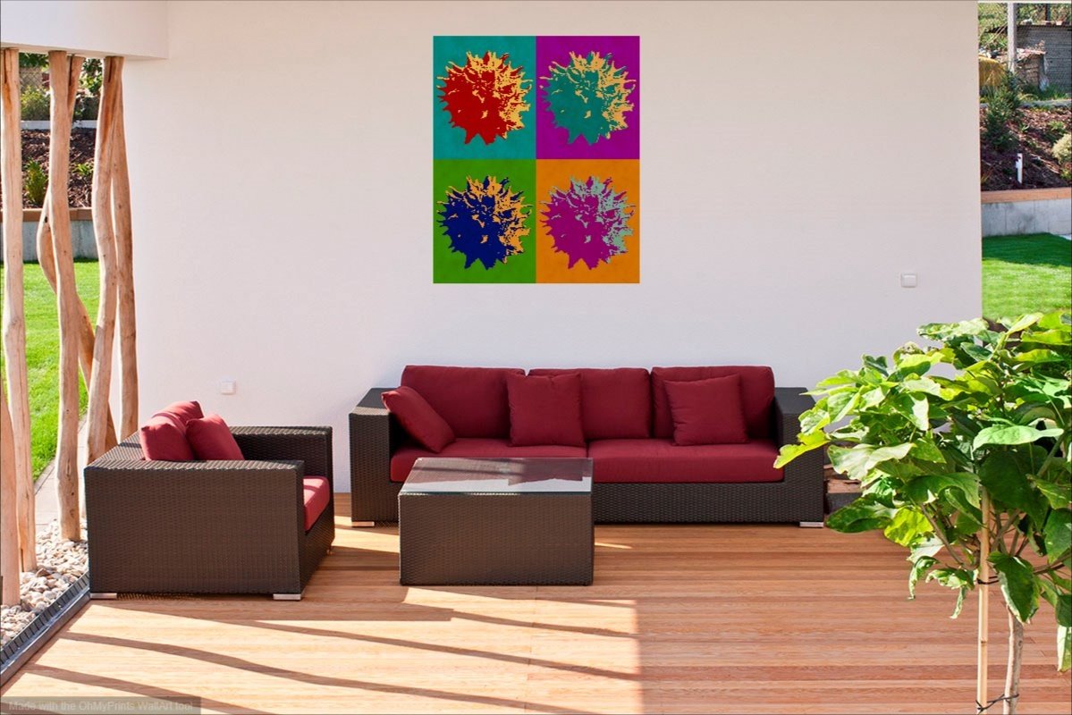 Sweet Gum Balls Modern Abstract Pop Art Print featuring vibrant colors and abstract design inspired by Andy Warhol.