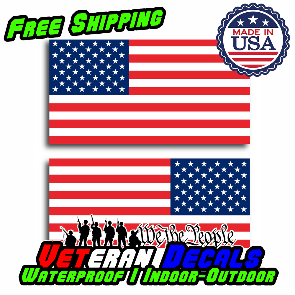 USA American Flag bumper sticker decal for cars and trucks, showcasing vibrant colors and durable vinyl material.