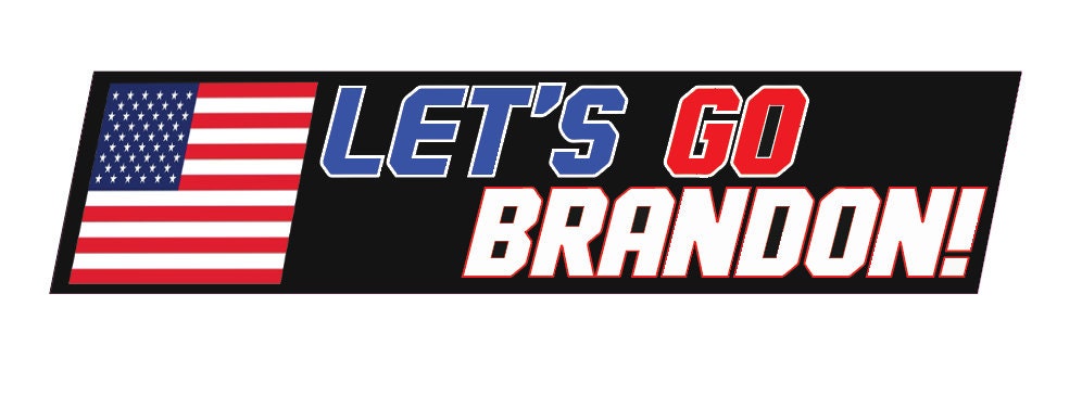 Three Let's Go Brandon #FJB Vinyl Decal Stickers on a white background, showcasing vibrant colors and bold text for political expression.