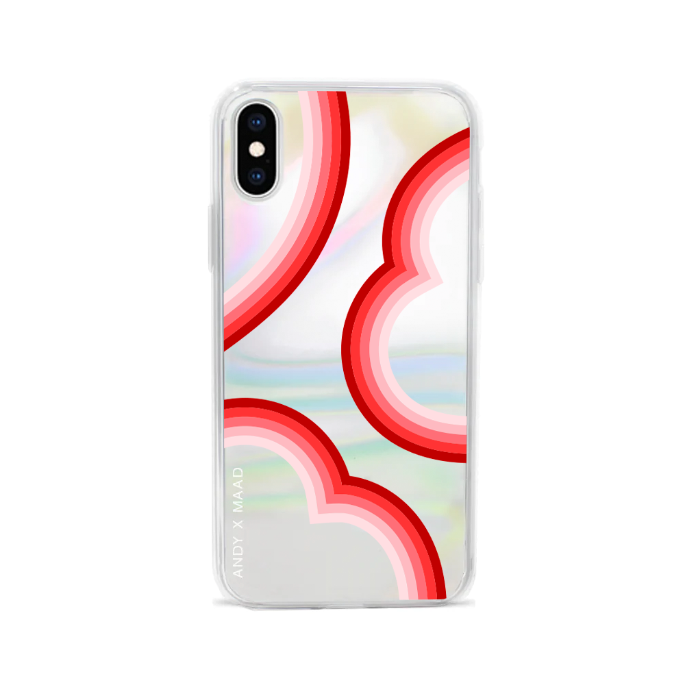 ANDY X MAAD Valentine's Holo iPhone X/XS Case featuring a holographic finish and personalized sticker set.