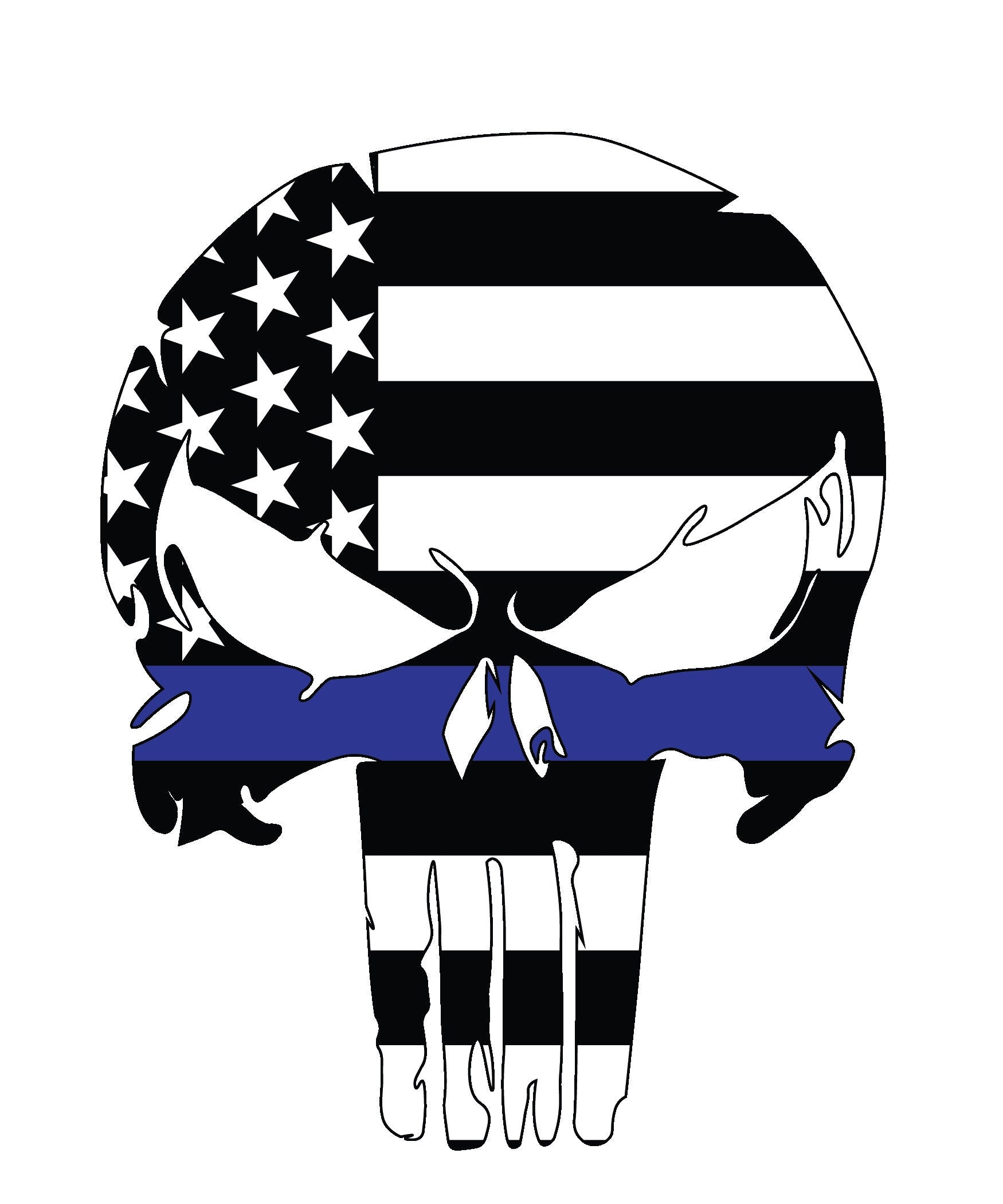 Blue Lives Matter Police USA Thin Line Flag Car Decal Sticker featuring a blue line flag design on a white background.