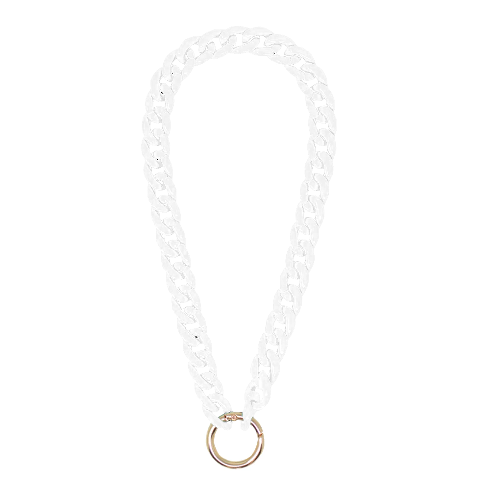 Chunky Strap in Clear Marble design, featuring acrylic material and metal clamp, perfect for MAAD Collective iPhone cases.