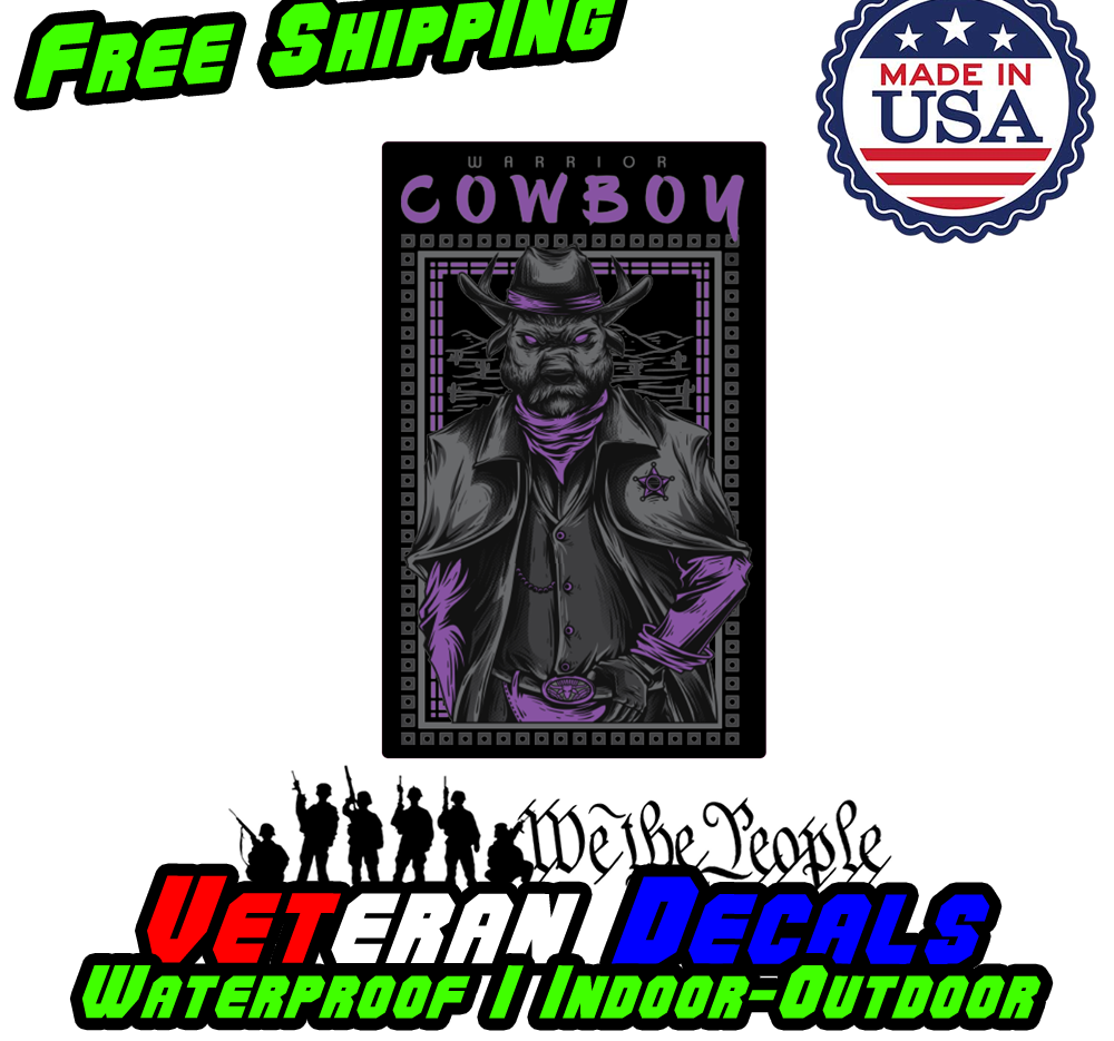 Cowboy Art Series JDM Funny Vinyl Decal Sticker displayed on a car and laptop, showcasing its versatility and humor.