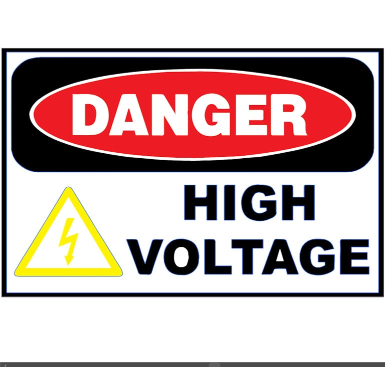 Danger High Voltage Sticker Safety Sign D180 OSHA, premium vinyl decal with bold warning text for electrical hazard areas.