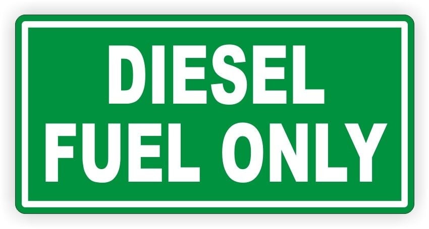Diesel Only Vinyl Decal on a truck fuel door, showcasing its premium quality and clear messaging.