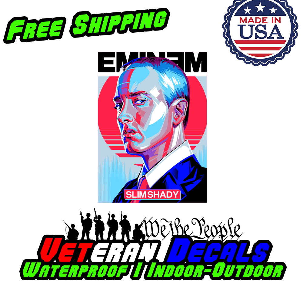 Eminem Art Series vinyl decal sticker featuring vibrant colors and intricate design, perfect for cars and personal items.