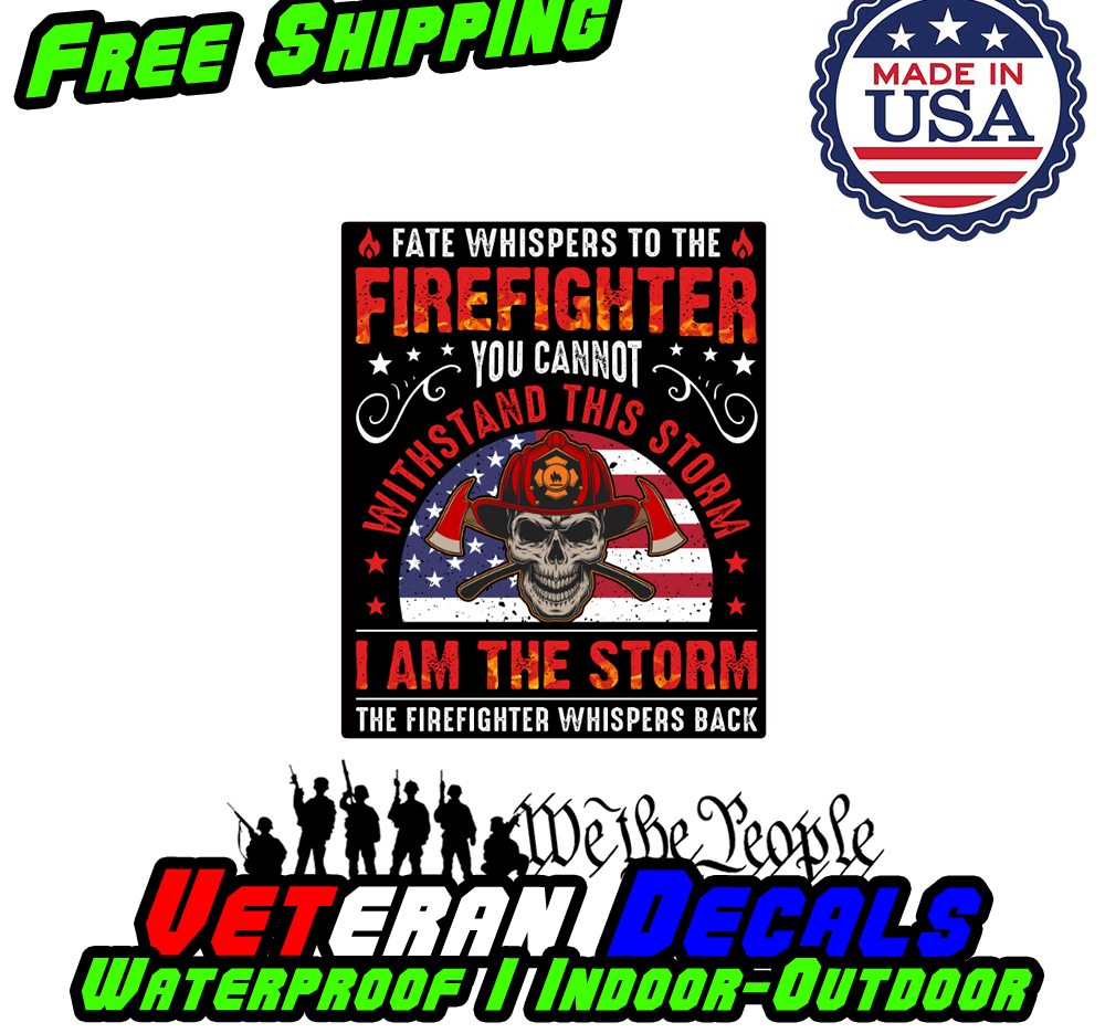 Fire Storm IAFF Vinyl Sticker featuring vibrant colors and firefighter emblem, suitable for various surfaces.