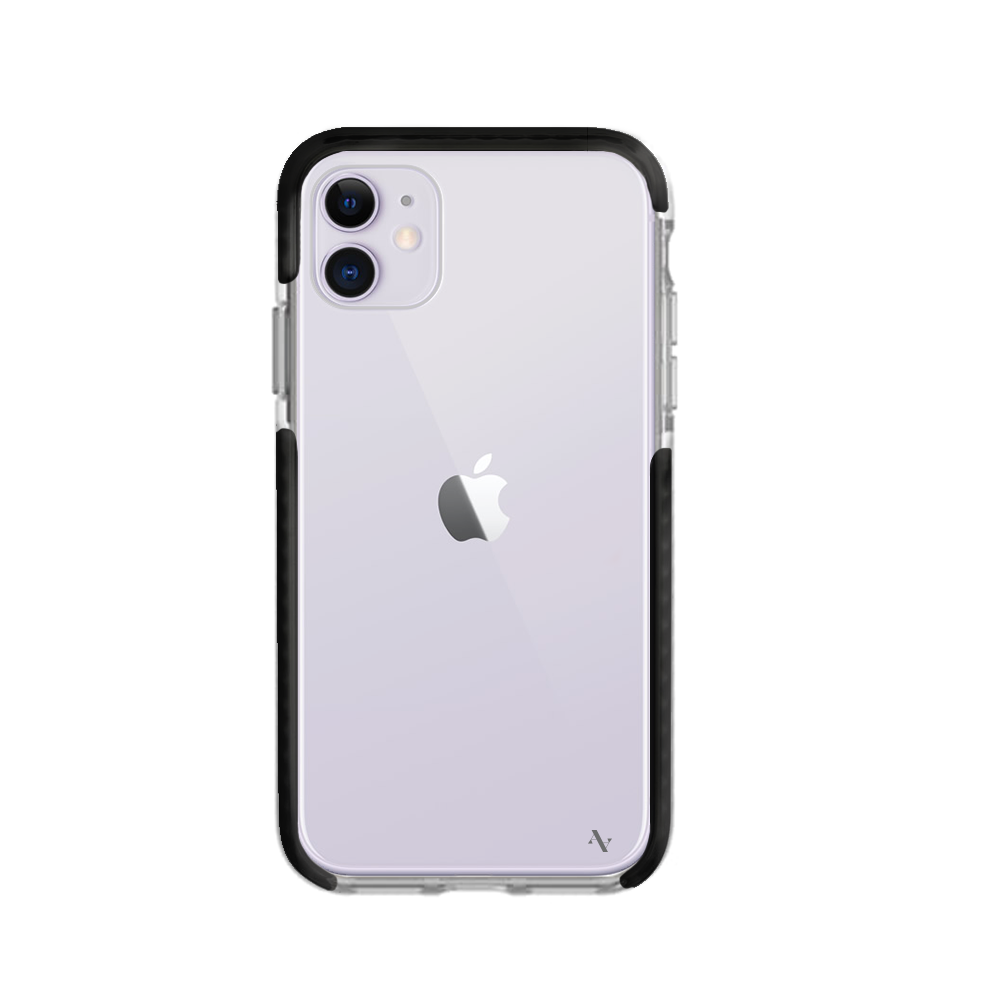 GOLF le MAAD Bump clear case for iPhone 11, showcasing a slim design with customizable options and impact-absorbing materials.