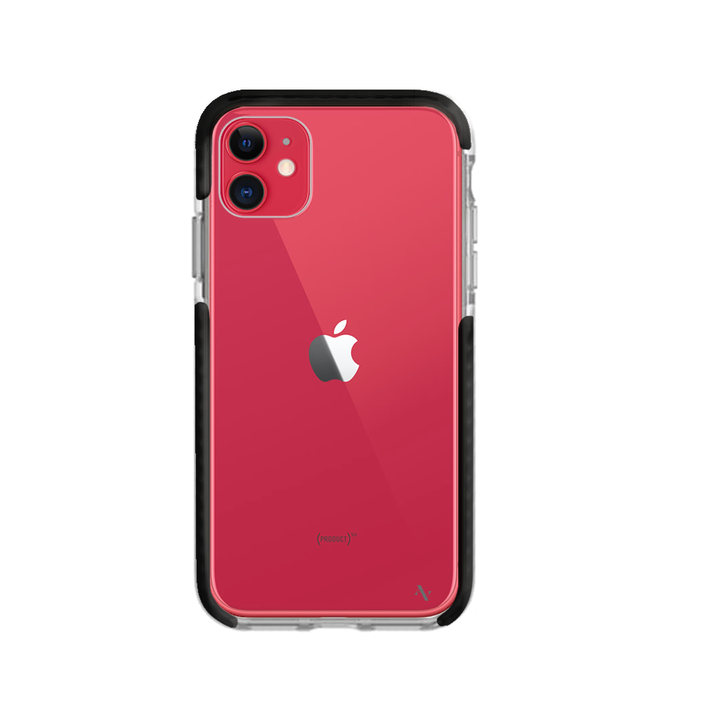 GOLF le MAAD Bump clear case for iPhone 11, showcasing a slim design with customizable options and impact-absorbing materials.