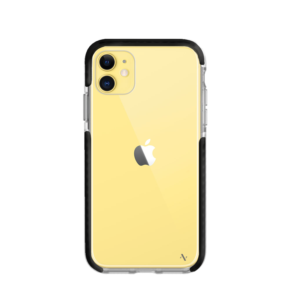 GOLF le MAAD Bump clear case for iPhone 11, showcasing a slim design with customizable options and impact-absorbing materials.
