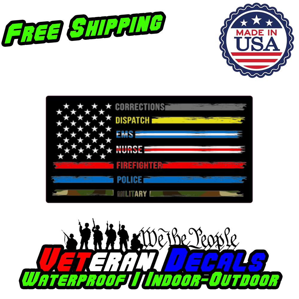 Heroes Services Veteran Military Armed Forces decal sticker displayed on a car window, showcasing its vibrant design and premium quality.