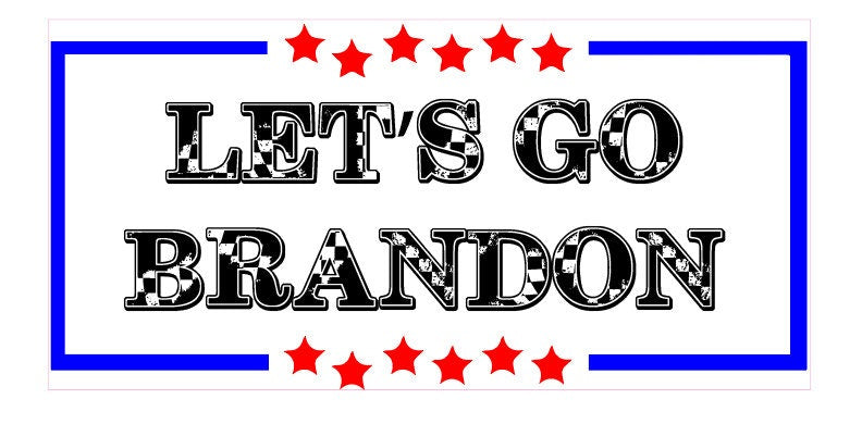 Let's Go Brandon Anti Biden bumper sticker on a car, showcasing a bold political statement.