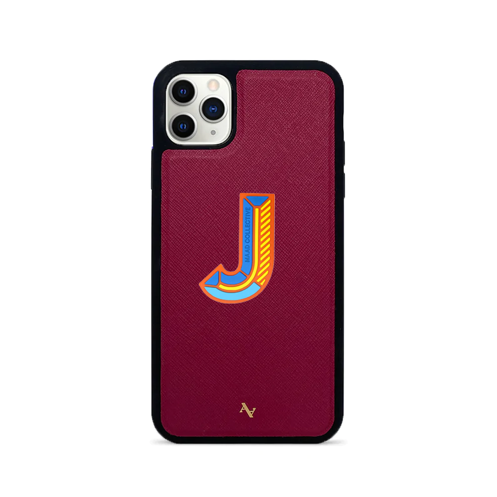 MAAD Stickers Alphabet in red for iPhone 11 Pro Max, showcasing customizable letters for personalization.