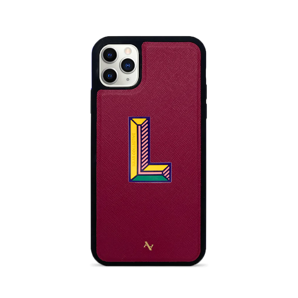 MAAD Stickers Alphabet in red for iPhone 11 Pro Max, showcasing customizable letters for personalization.