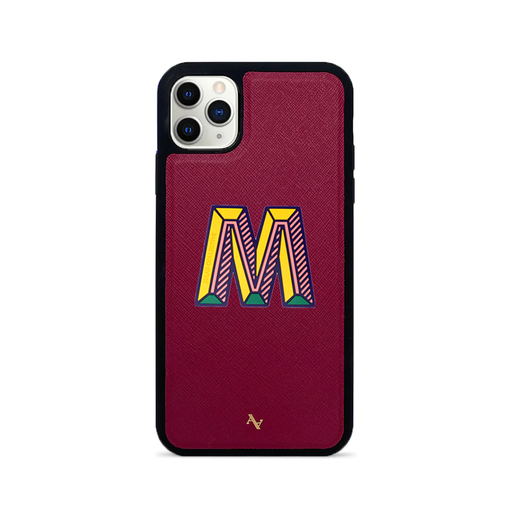 MAAD Stickers Alphabet in red for iPhone 11 Pro Max, showcasing customizable letters for personalization.