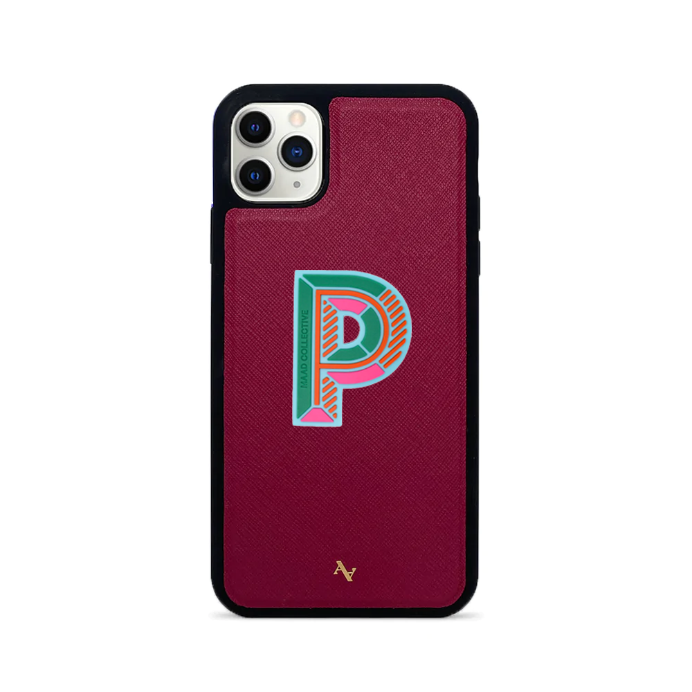 MAAD Stickers Alphabet in red for iPhone 11 Pro Max, showcasing customizable letters for personalization.