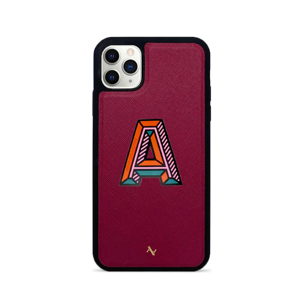MAAD Stickers Alphabet in red for iPhone 11 Pro Max, showcasing customizable letters for personalization.