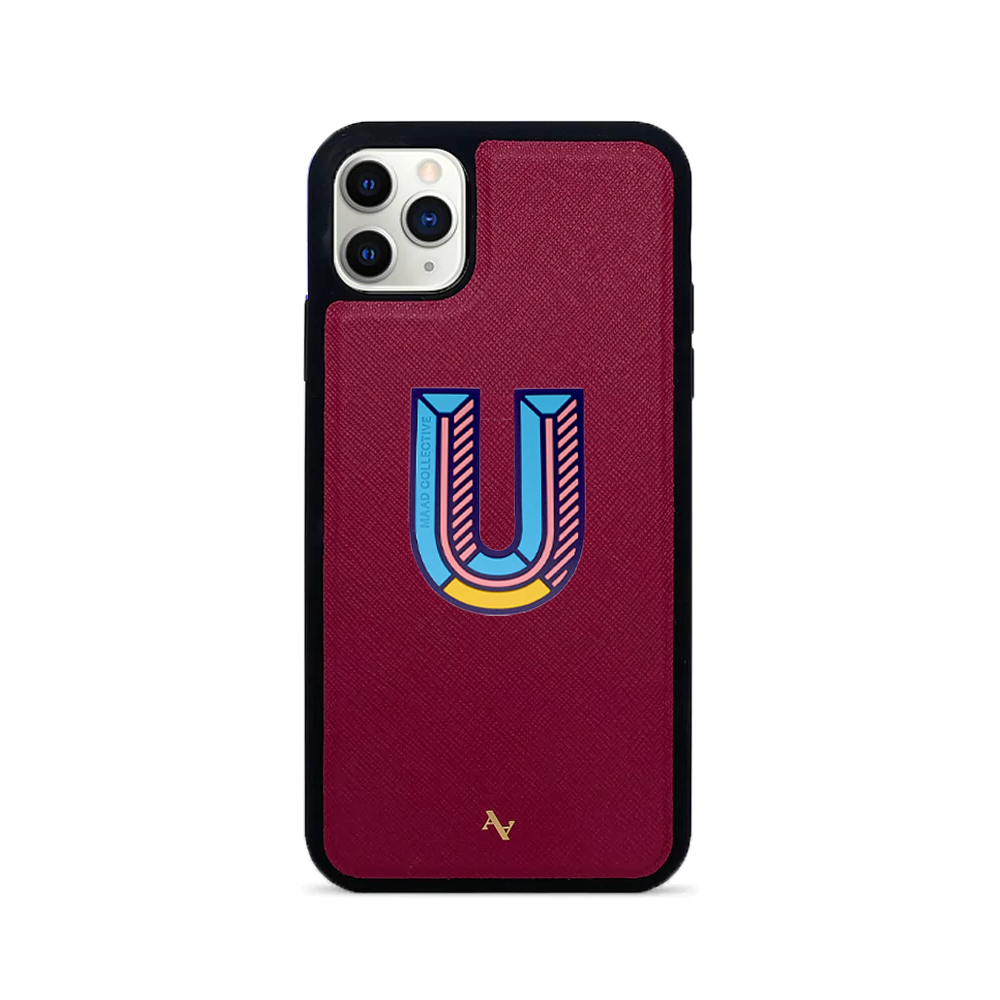 MAAD Stickers Alphabet in red for iPhone 11 Pro Max, showcasing customizable letters for personalization.