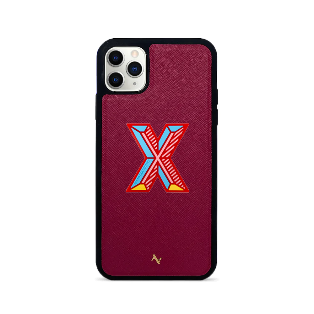 MAAD Stickers Alphabet in red for iPhone 11 Pro Max, showcasing customizable letters for personalization.