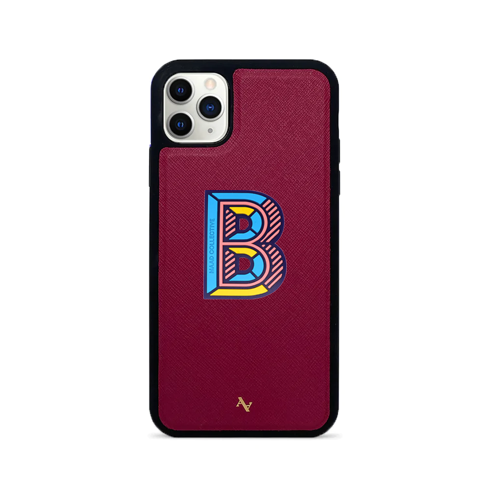 MAAD Stickers Alphabet in red for iPhone 11 Pro Max, showcasing customizable letters for personalization.