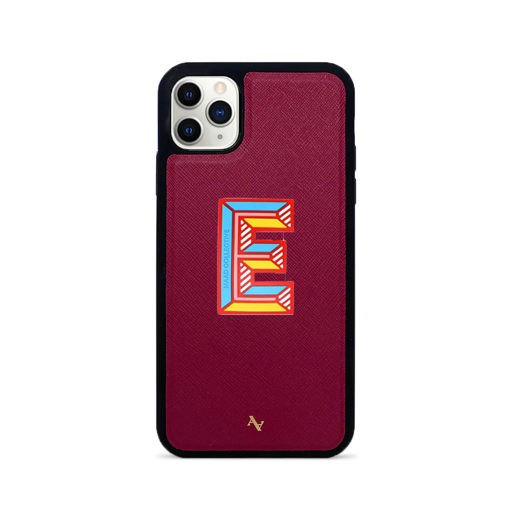MAAD Stickers Alphabet in red for iPhone 11 Pro Max, showcasing customizable letters for personalization.
