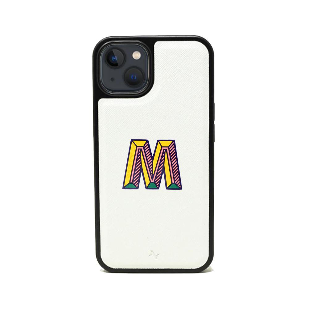 MAAD Stickers Alphabet for iPhone 13 in white, showcasing customizable letters for personalization.