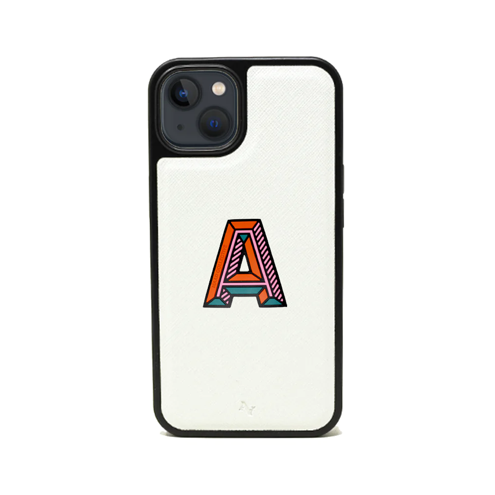 MAAD Stickers Alphabet for iPhone 13 in white, showcasing customizable letters for personalization.