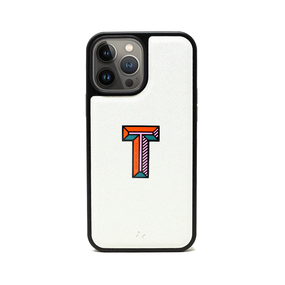 MAAD Stickers Alphabet for iPhone 14 Pro Max in white, showcasing customizable letters for personalization.