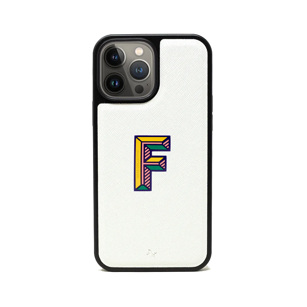 MAAD Stickers Alphabet for iPhone 14 Pro Max in white, showcasing customizable letters for personalization.