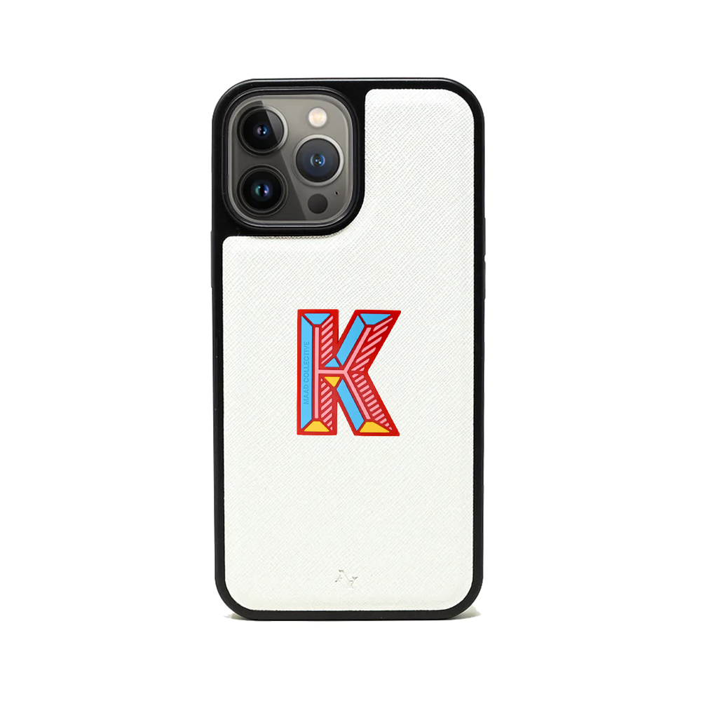 MAAD Stickers Alphabet for iPhone 14 Pro Max in white, showcasing customizable letters for personalization.