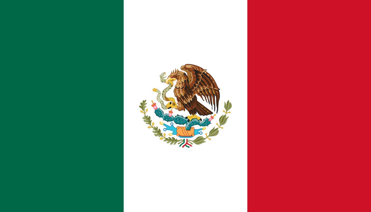 Vibrant Mexico flag sticker decal on a car window, showcasing the green, white, and red colors with the national emblem.