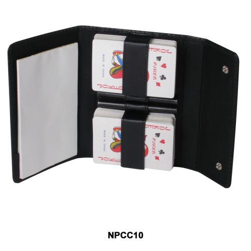 Nappa Card Caddy made of premium cowhide leather, featuring compartments for cards and accessories, ideal for card players.