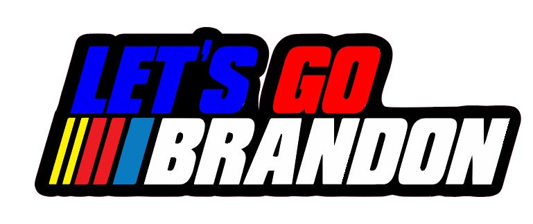 Let's Go Brandon Anti Biden bumper sticker on a car, showcasing vibrant colors and bold text.