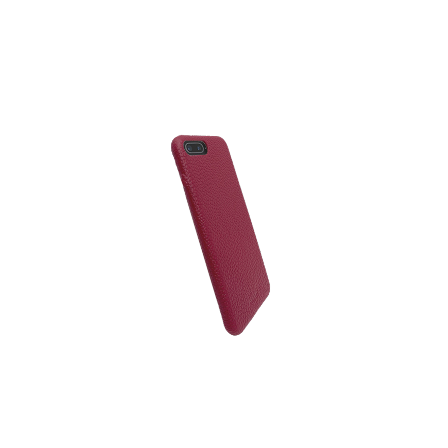 Trendy red pebble leather case for iPhone 7/8 Plus, showcasing its slim design and luxurious texture.