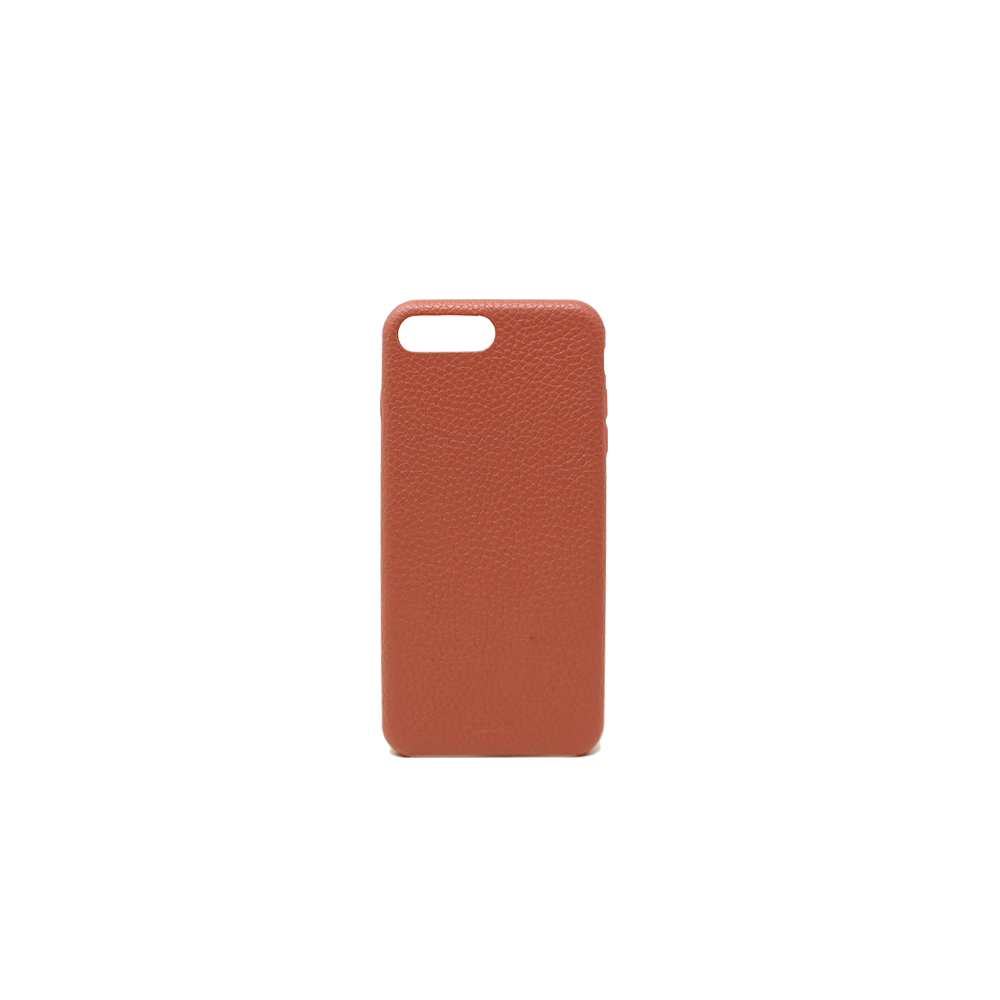 Terracotta iPhone 7/8 Plus case made from genuine pebble leather, featuring a slim design and earthy tones.