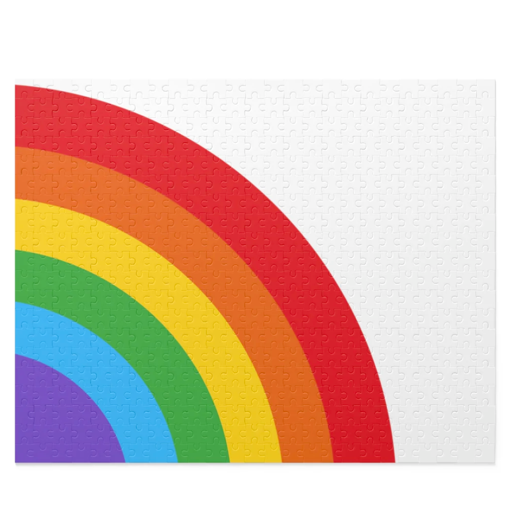 Rainbow Art Jigsaw Puzzle featuring 500 colorful chipboard pieces in a gift-ready box.