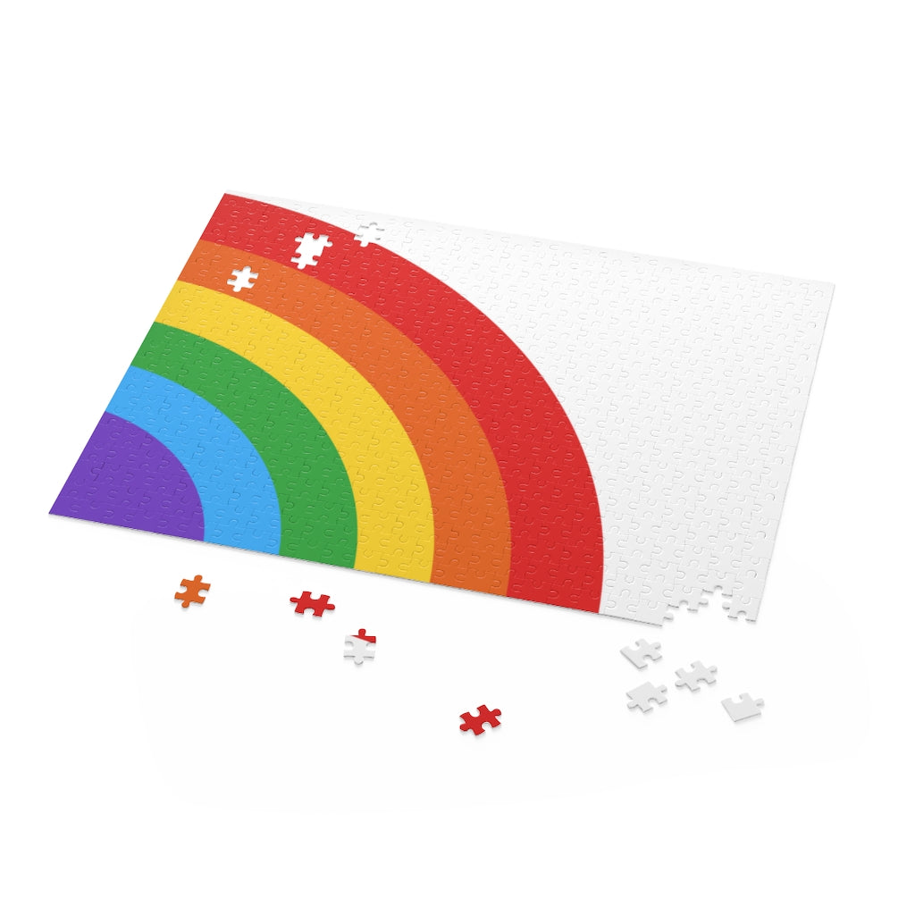 Rainbow Art Jigsaw Puzzle featuring 500 colorful chipboard pieces in a gift-ready box.