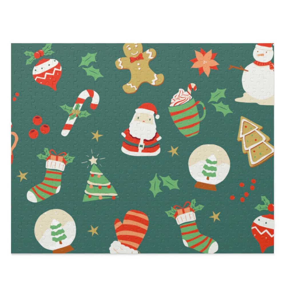 Retro Christmas Jigsaw Puzzle with 500 high-quality chipboard pieces, featuring a vibrant holiday design in a gift-ready box.