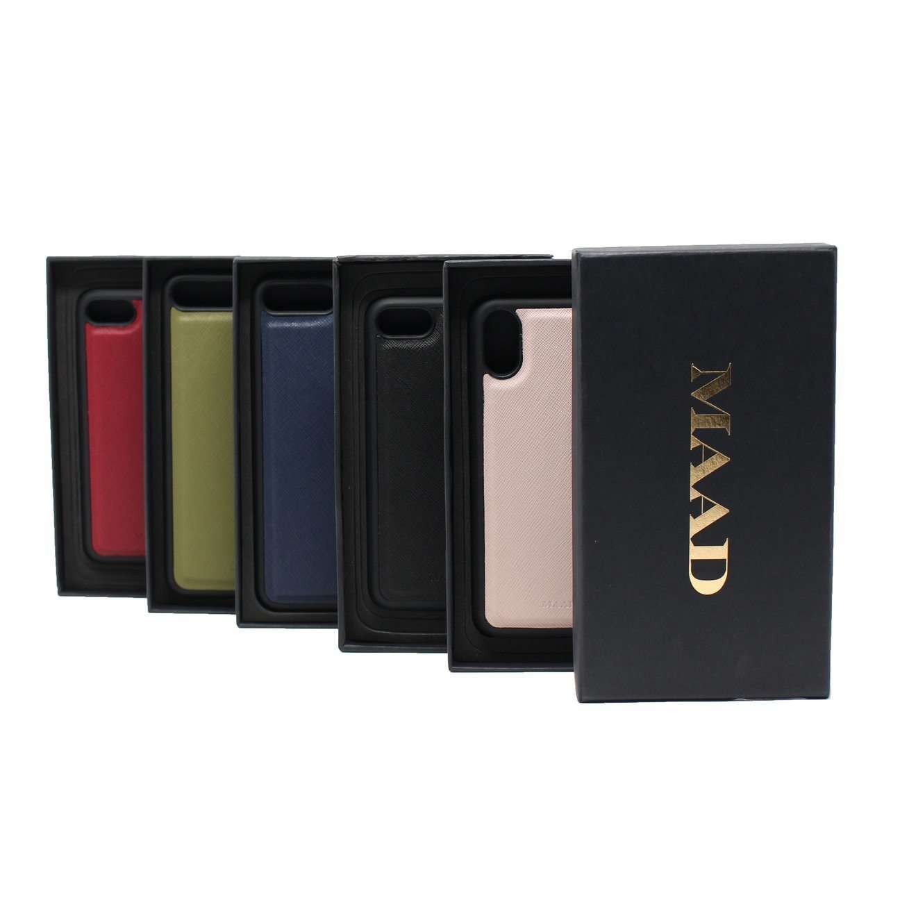 Genuine saffiano leather case in nude color for iPhone XS MAX, featuring a soft rubber rim for edge protection.