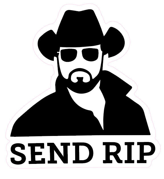 Send Rip Dutton Ranch Yellowstone decal sticker on a car window, showcasing vibrant colors and design.