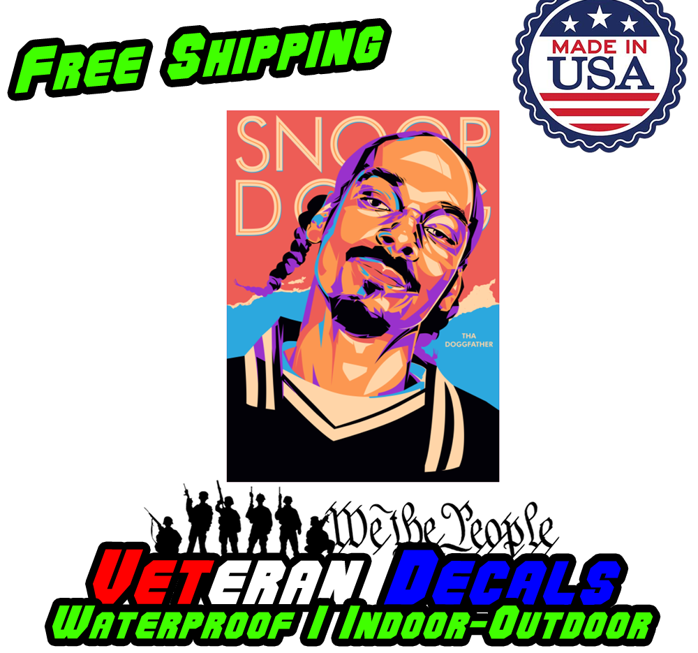 Snoop Dog Art Series vinyl decal sticker featuring vibrant colors and hip hop design, perfect for cars and personal items.