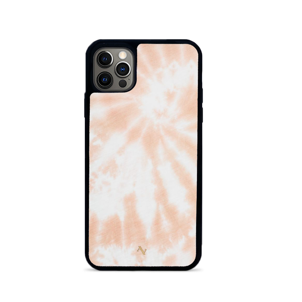 Tie Dye Melon Fever leather case for iPhone 12 Pro, featuring vibrant colors and a soft rubber rim for protection.